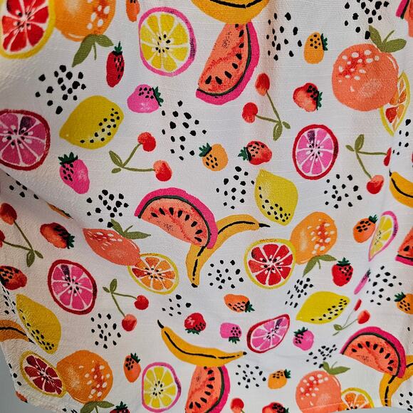 Loft Fruit Salad Pink Yellow Shorts Romper Pockets‎ Cherries Lemons Size Small - Picture 5 of 10